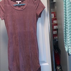 Mauve suede T-shirt dress